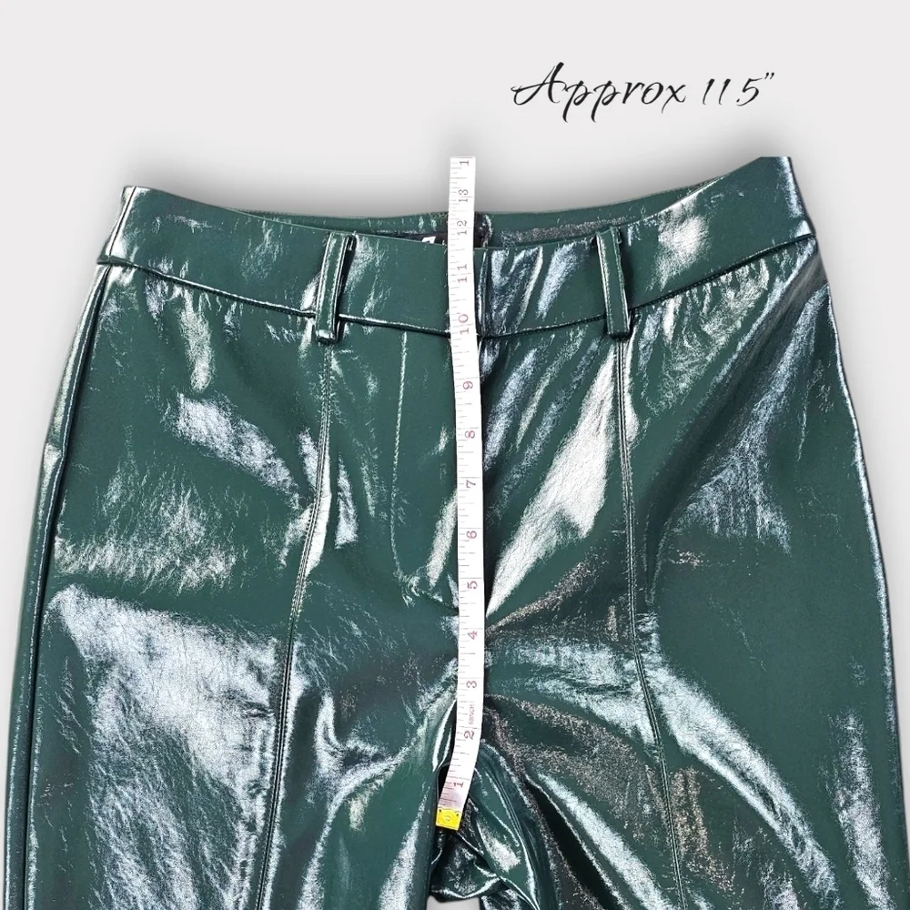 7 For All Mankind Green Faux Leather Flare Pant Small